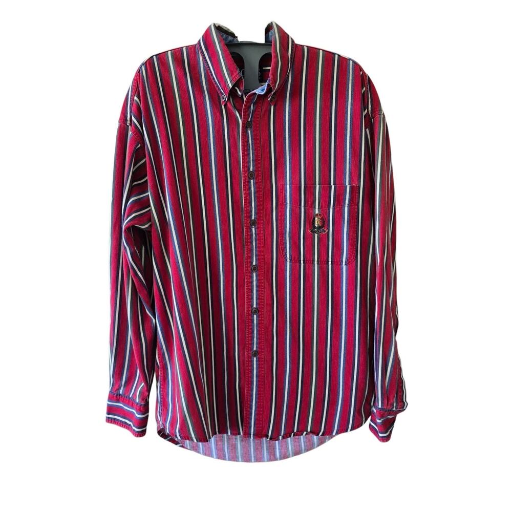 Vintage Ralph Lauren Chaps Striped Front Logo Western Style Size M